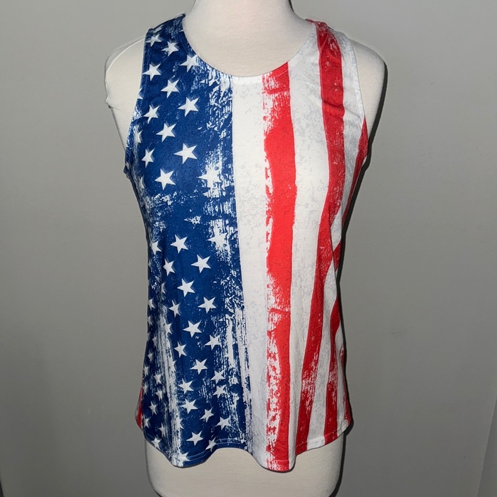 BiBi Blue and White Fitted Sleeveless Tank Top